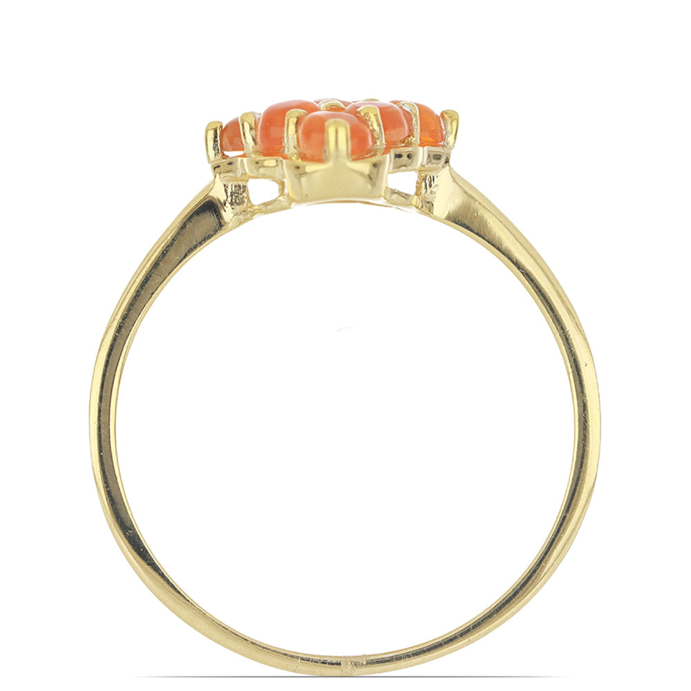 Goldplattierter Silberring mit orangefarbenem Opal aus Lega Dembi