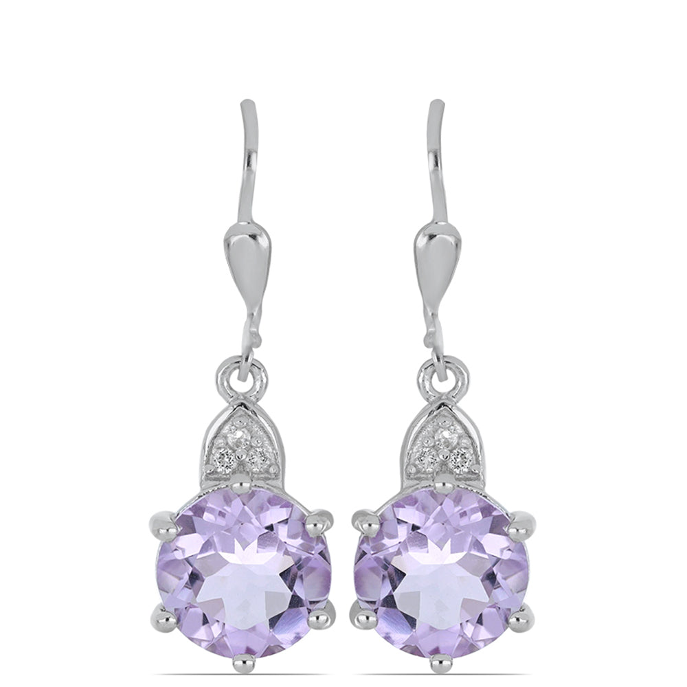 Silberohrringe mit Rose De France Amethyst und weißem Topas