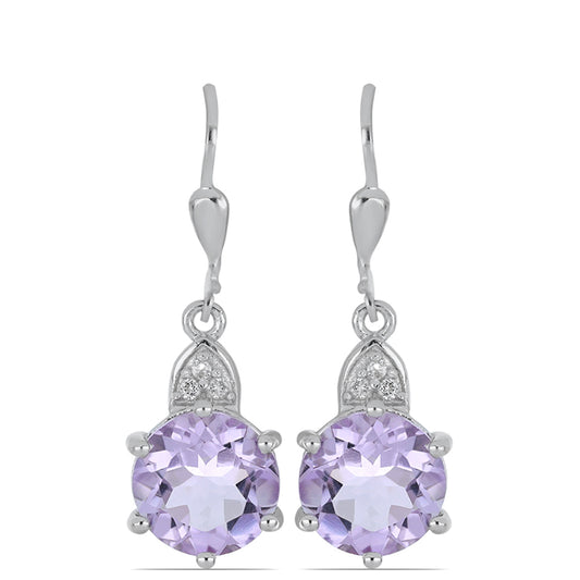 Silberohrringe mit Rose De France Amethyst und weißem Topas