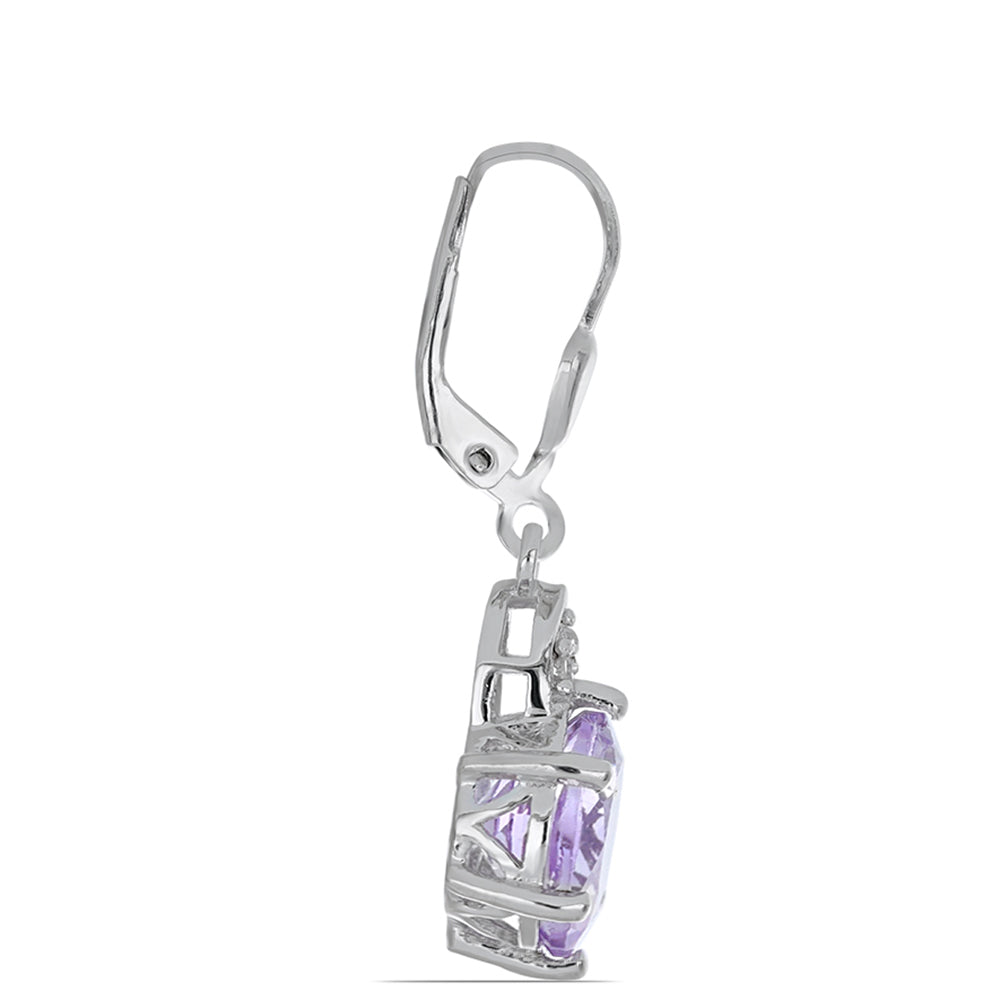 Silberohrringe mit Rose De France Amethyst und weißem Topas 2 