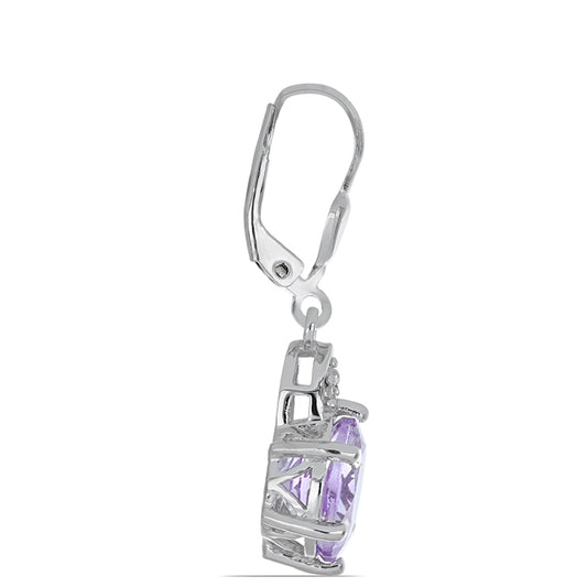 Silberohrringe mit Rose De France Amethyst und weißem Topas