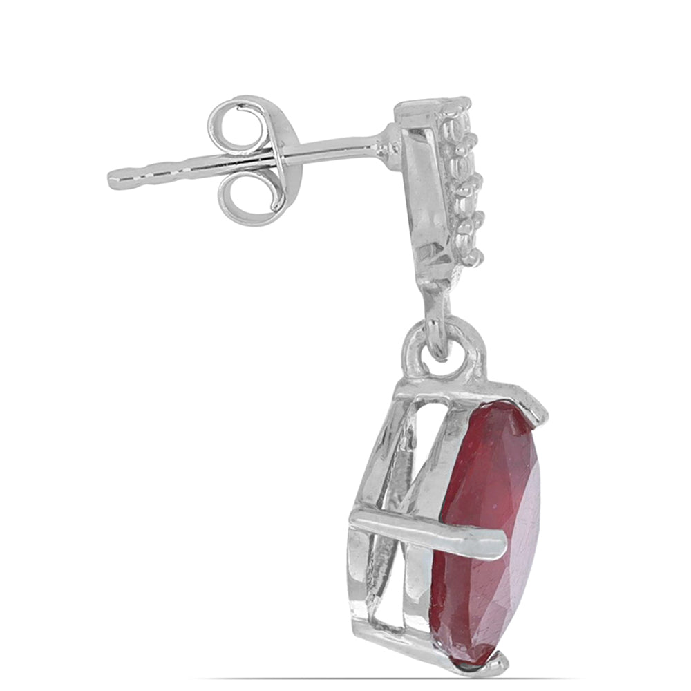 Silberohrringe mit Rubin aus Madagaskar und weißem Topas 2 