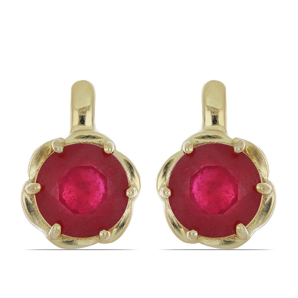 Goldplattierte Silberohrringe mit Rubin aus Madagaskar 1 