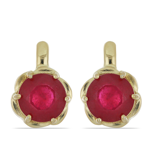 Goldplattierte Silberohrringe mit Rubin aus Madagaskar