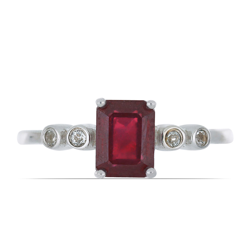 Silberring mit Rubin aus Madagaskar und weißem Topas 1 