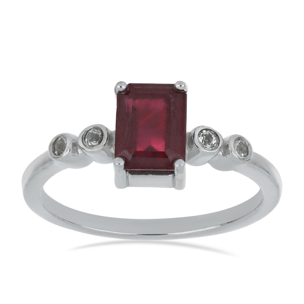 Silberring mit Rubin aus Madagaskar und weißem Topas 3 