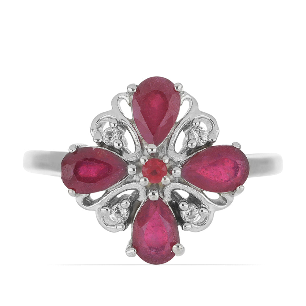 Silberring mit Rubin aus Madagaskar und weißem Topas