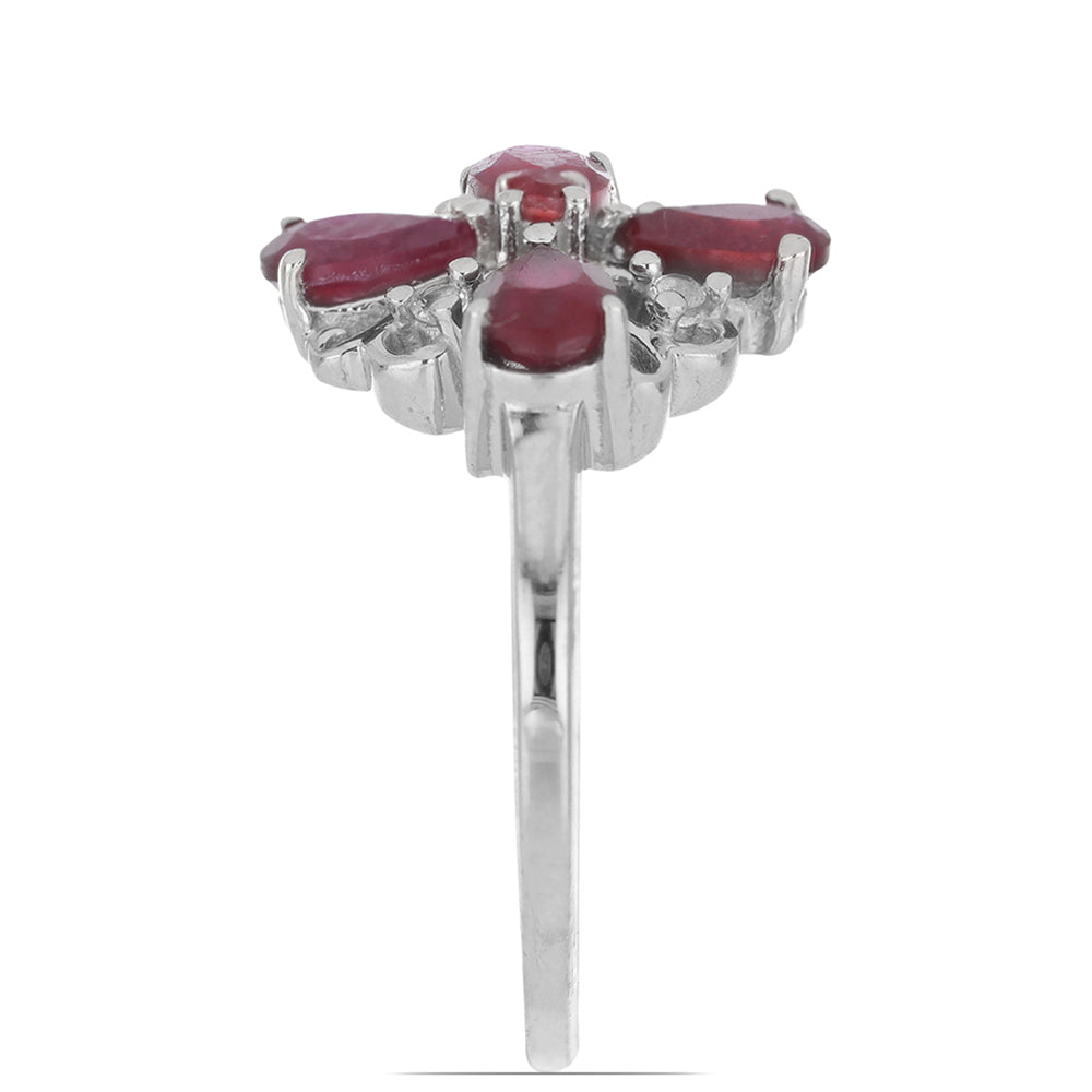 Silberring mit Rubin aus Madagaskar und weißem Topas