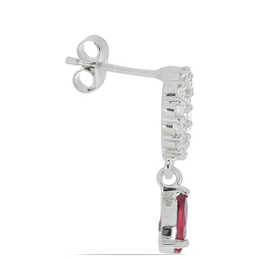 Silberohrringe mit Rubin aus Madagaskar und weißem Topas