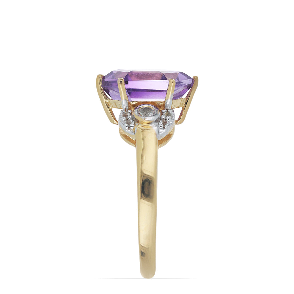 Goldplattierter Silberring mit Amethyst aus Vera Cruz und weißem Topas