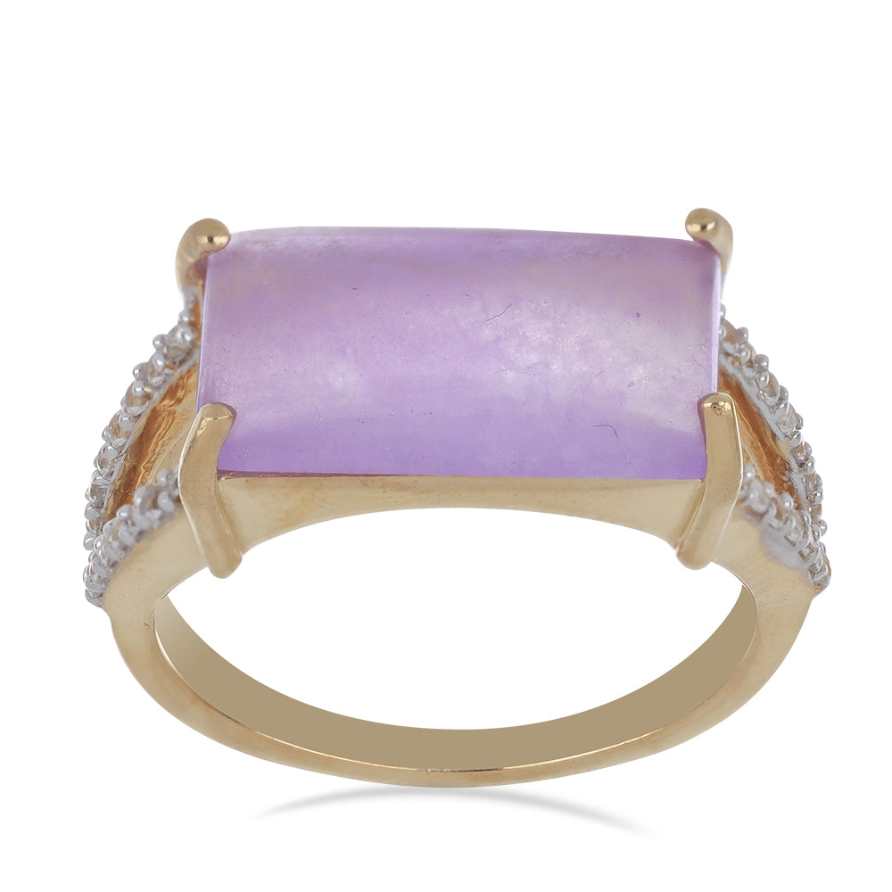 Goldplattierter Silberring mit lavendelfarbenem Jadeit aus Marsden River und weißem Topas 1 
