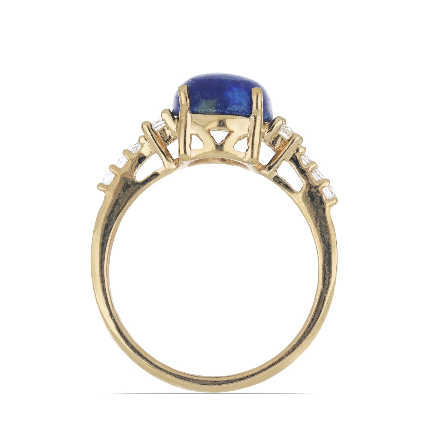 Goldplattierter Silberring mit Lapislazuli aus Badakhshan und weißem Topas