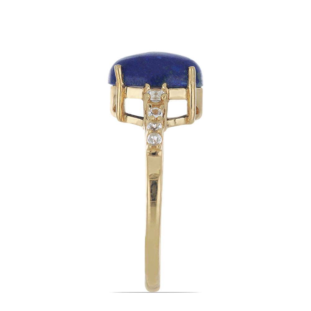 Goldplattierter Silberring mit Lapislazuli aus Badakhshan und weißem Topas