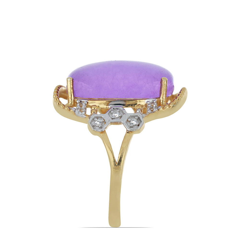 Goldplattierter Silberring mit lavendelfarbenem Jadeit aus Marsden River und weißem Topas