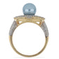 Goldplattierter Silberring mit wasserblauer Süßwasserperle und weißem Topas