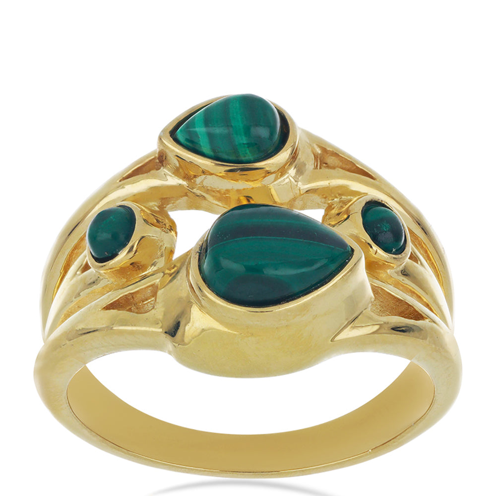 Goldplattierter Silberring mit Wales Malachit 2 