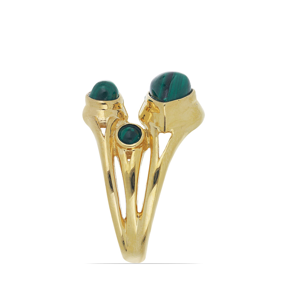 Goldplattierter Silberring mit Wales Malachit