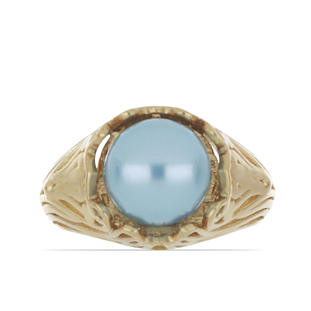 Goldplattierter Silberring mit wasserblauer Süßwasserperle 1 