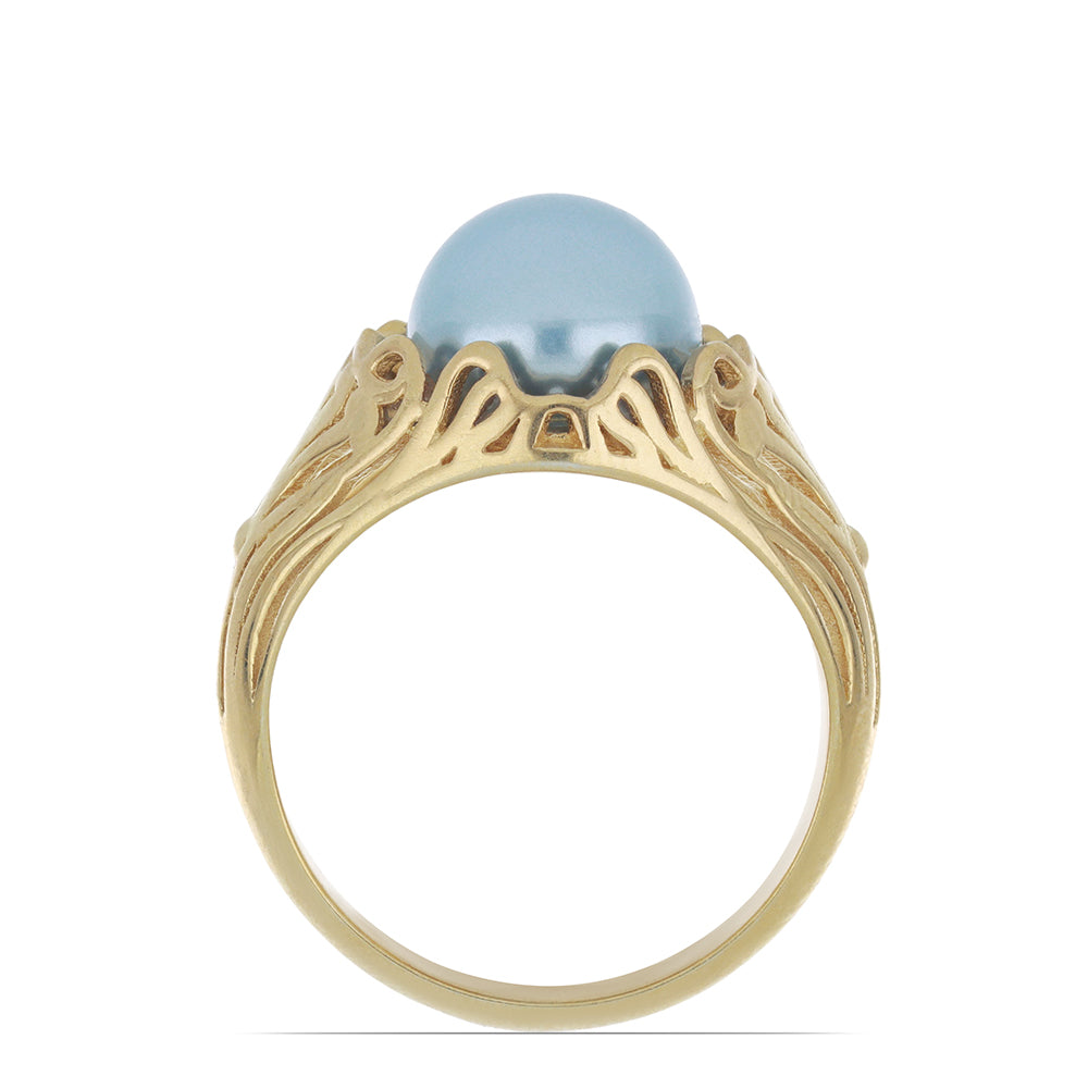 Goldplattierter Silberring mit wasserblauer Süßwasserperle 2 