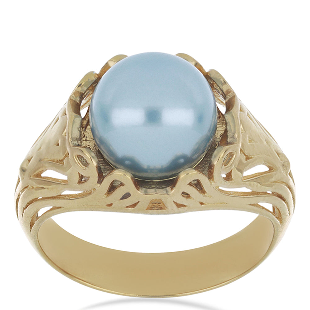 Goldplattierter Silberring mit wasserblauer Süßwasserperle 3 