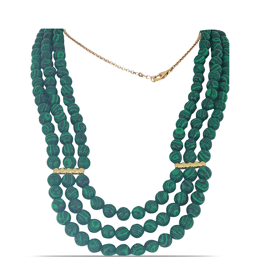 Goldplattierte Silberhalskette mit Wales Malachit 1 