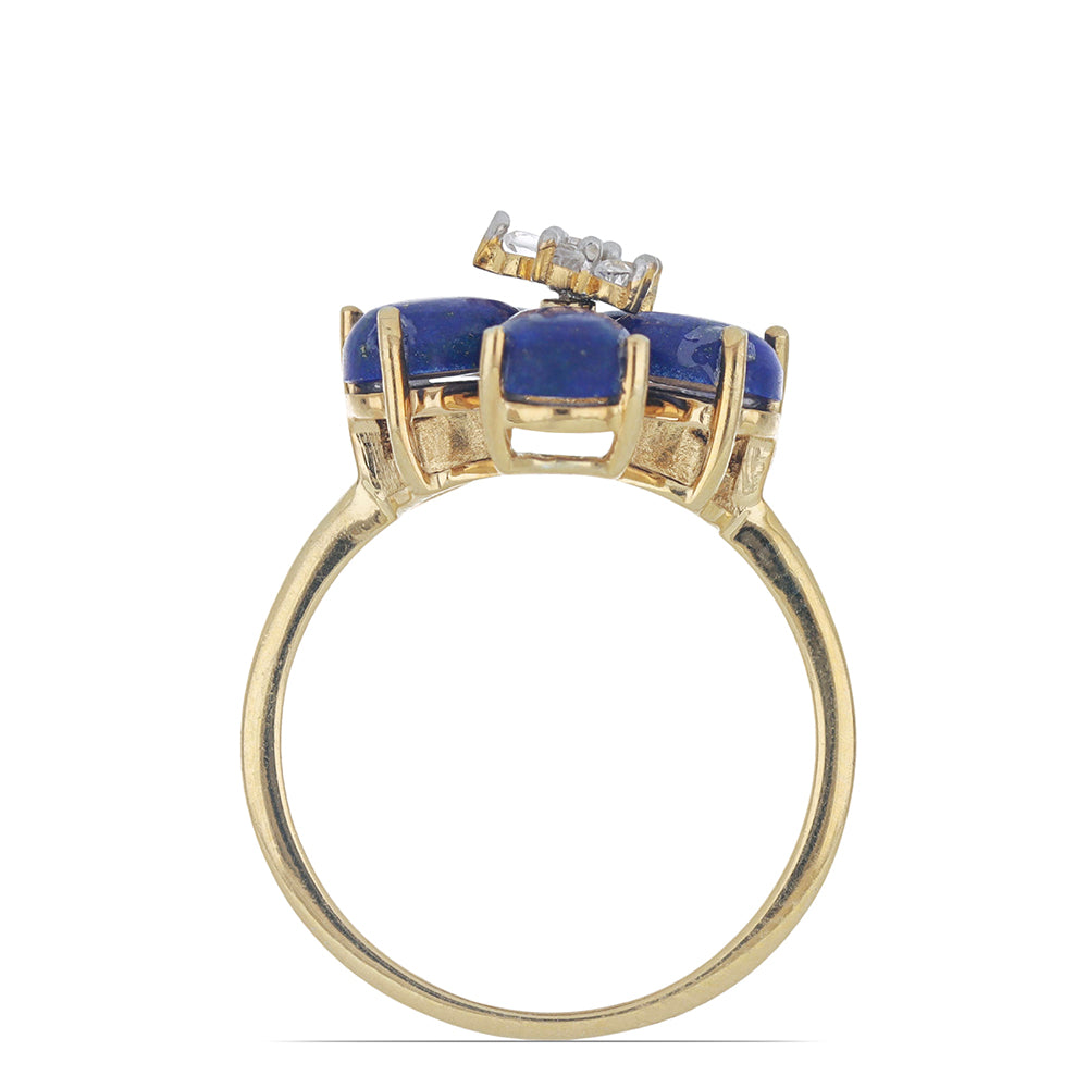 Goldplattierter Silberring mit Lapislazuli aus Badakhshan und weißem Topas