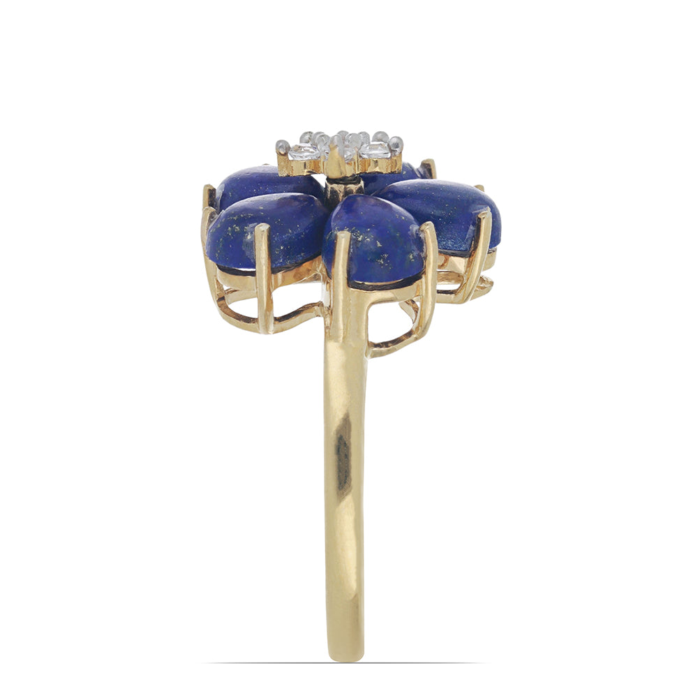 Goldplattierter Silberring mit Lapislazuli aus Badakhshan und weißem Topas 3 