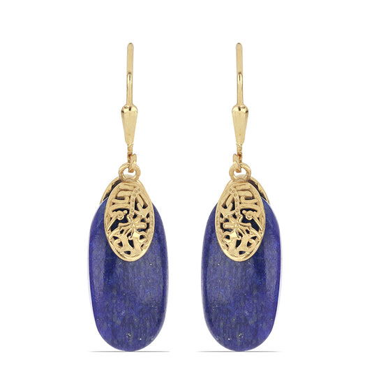Goldplattierte Silberohrringe mit Lapislazuli aus Badakhshan