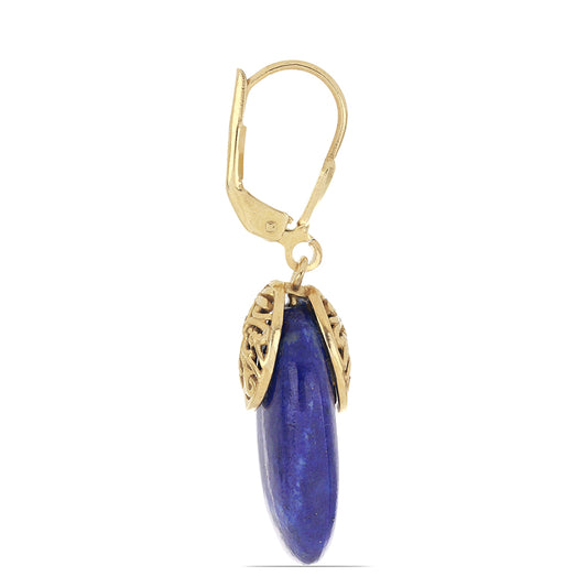 Goldplattierte Silberohrringe mit Lapislazuli aus Badakhshan