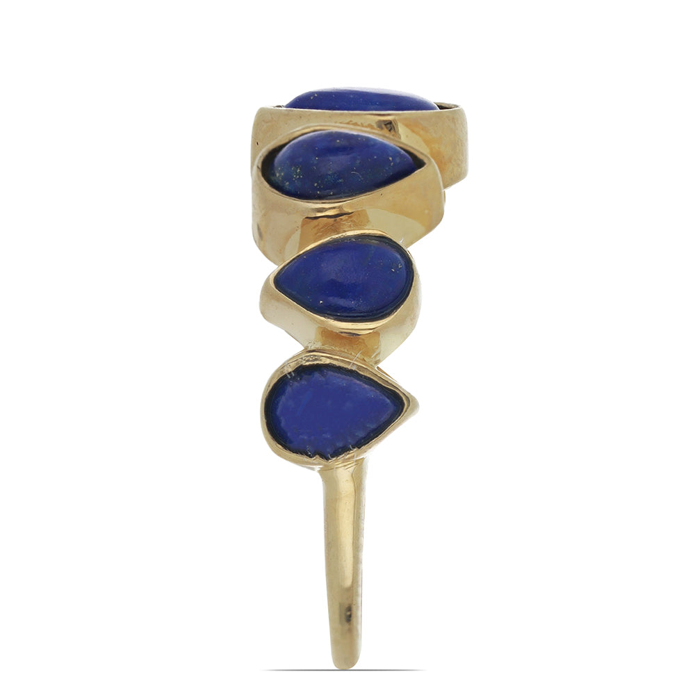 Goldplattierter Silberring mit Lapislazuli aus Badakhshan