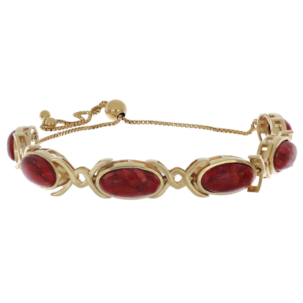 Goldplattiertes Silberarmband mit roter Schwammkoralle 1 