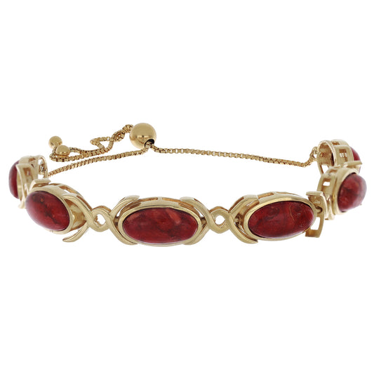Goldplattiertes Silberarmband mit roter Schwammkoralle