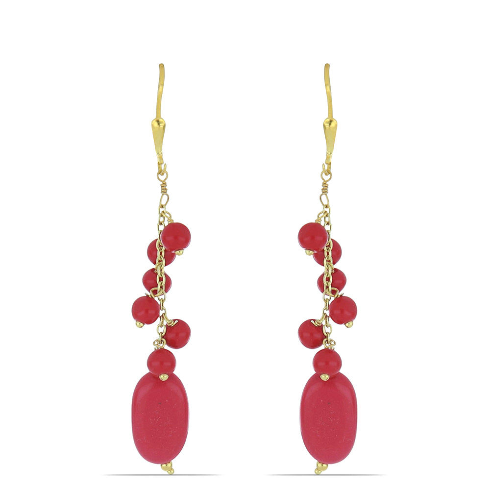 Goldplattierte Silberohrringe mit roter Schwammkoralle