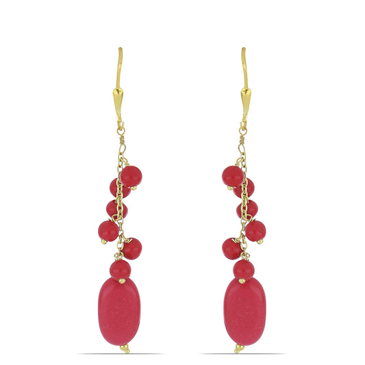 Goldplattierte Silberohrringe mit roter Schwammkoralle