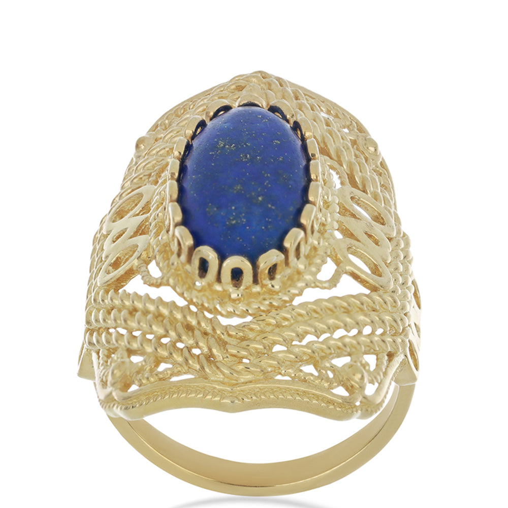 Goldplattierter Silberring mit Lapislazuli aus Badakhshan 3 
