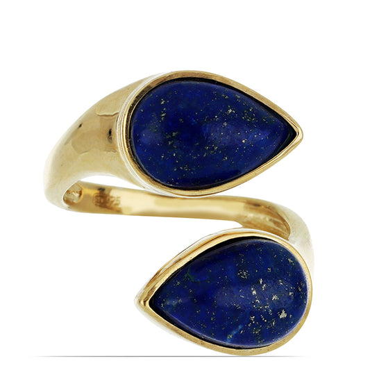 Goldplattierter Silberring mit Lapislazuli aus Badakhshan