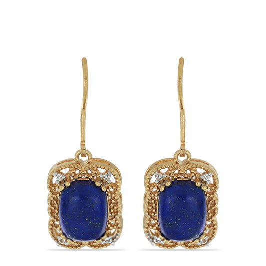 Goldplattierte Silberohrringe mit Lapislazuli aus Badakhshan und weißem Topas