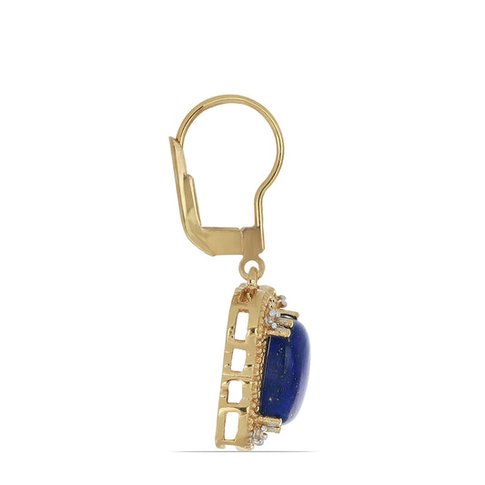 Goldplattierte Silberohrringe mit Lapislazuli aus Badakhshan und weißem Topas