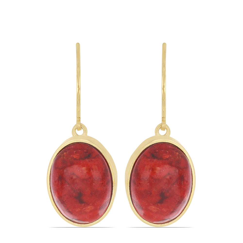 Goldplattierte Silberohrringe mit roter Schwammkoralle 1 