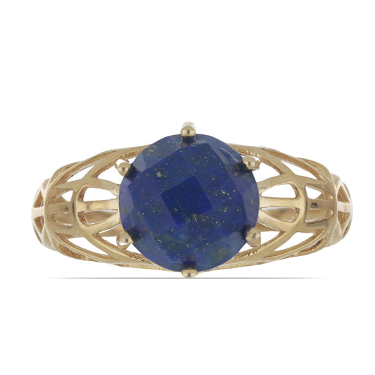 Goldplattierter Silberring mit Lapislazuli aus Badakhshan