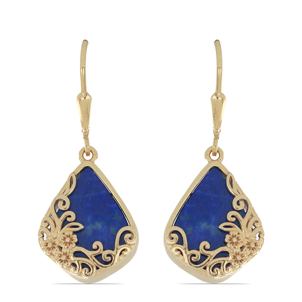 Goldplattierte Silberohrringe mit Lapislazuli aus Badakhshan