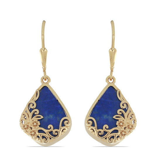 Goldplattierte Silberohrringe mit Lapislazuli aus Badakhshan