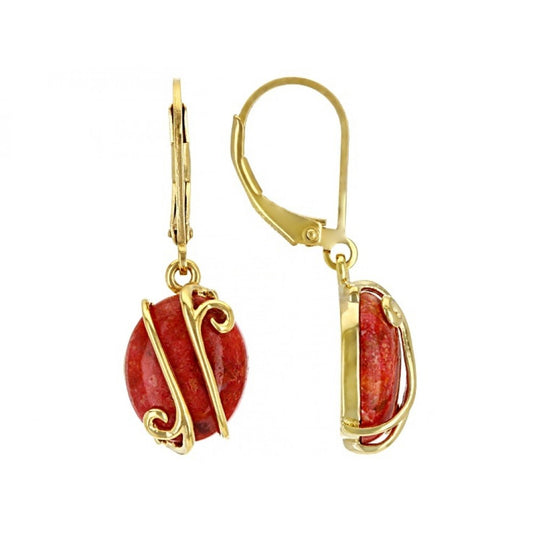 Goldplattierte Silberohrringe mit roter Schwammkoralle