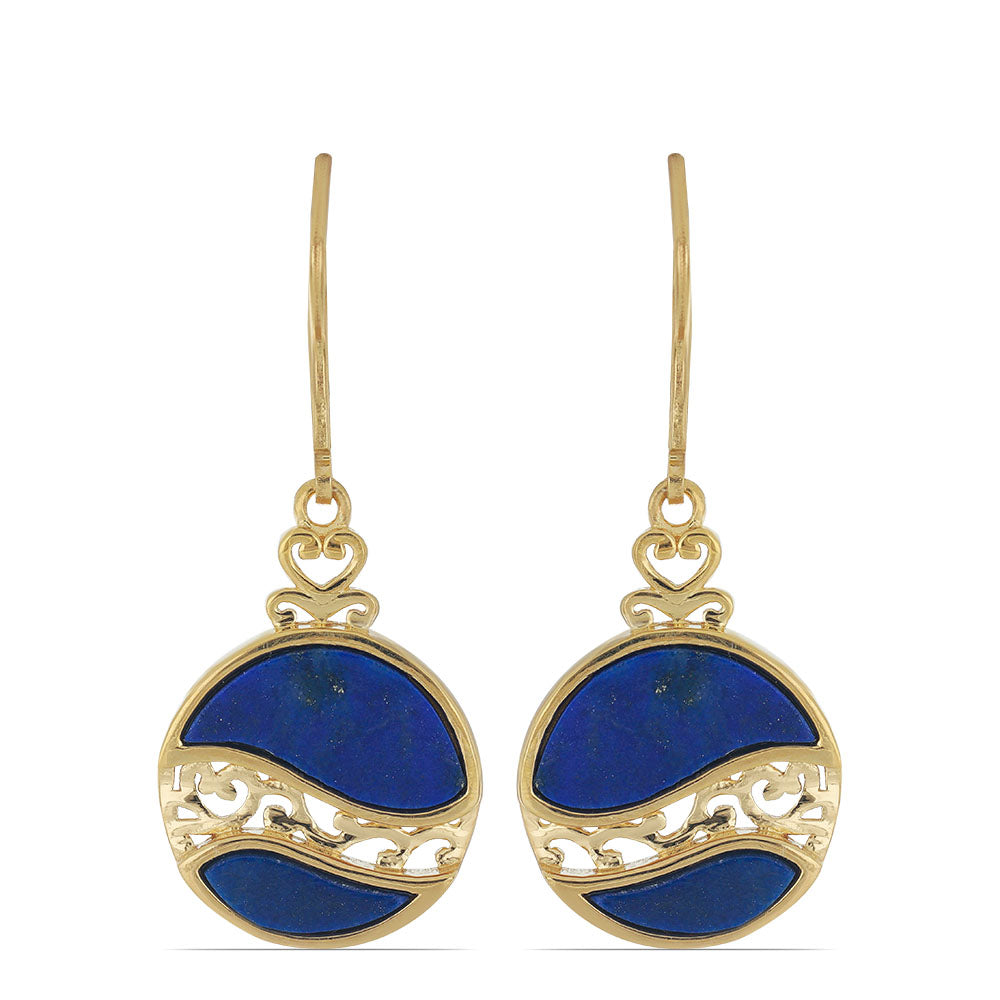 Goldplattierte Silberohrringe mit Lapislazuli aus Badakhshan