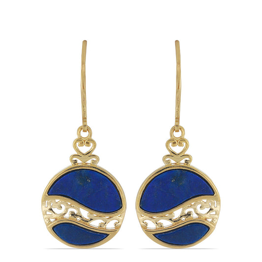 Goldplattierte Silberohrringe mit Lapislazuli aus Badakhshan