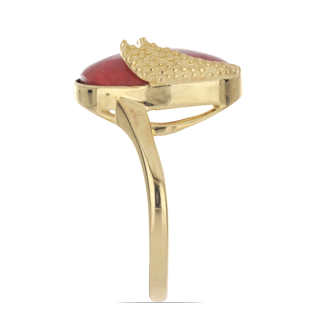 Goldplattierter Silberring mit roter Schwammkoralle