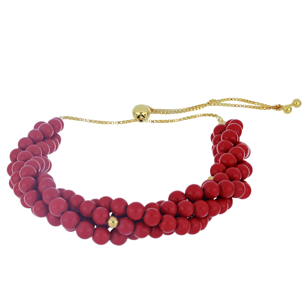 Goldplattiertes Silberarmband mit roter Schwammkoralle 1 