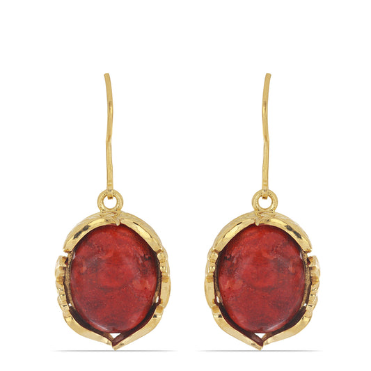 Goldplattierte Silberohrringe mit roter Schwammkoralle