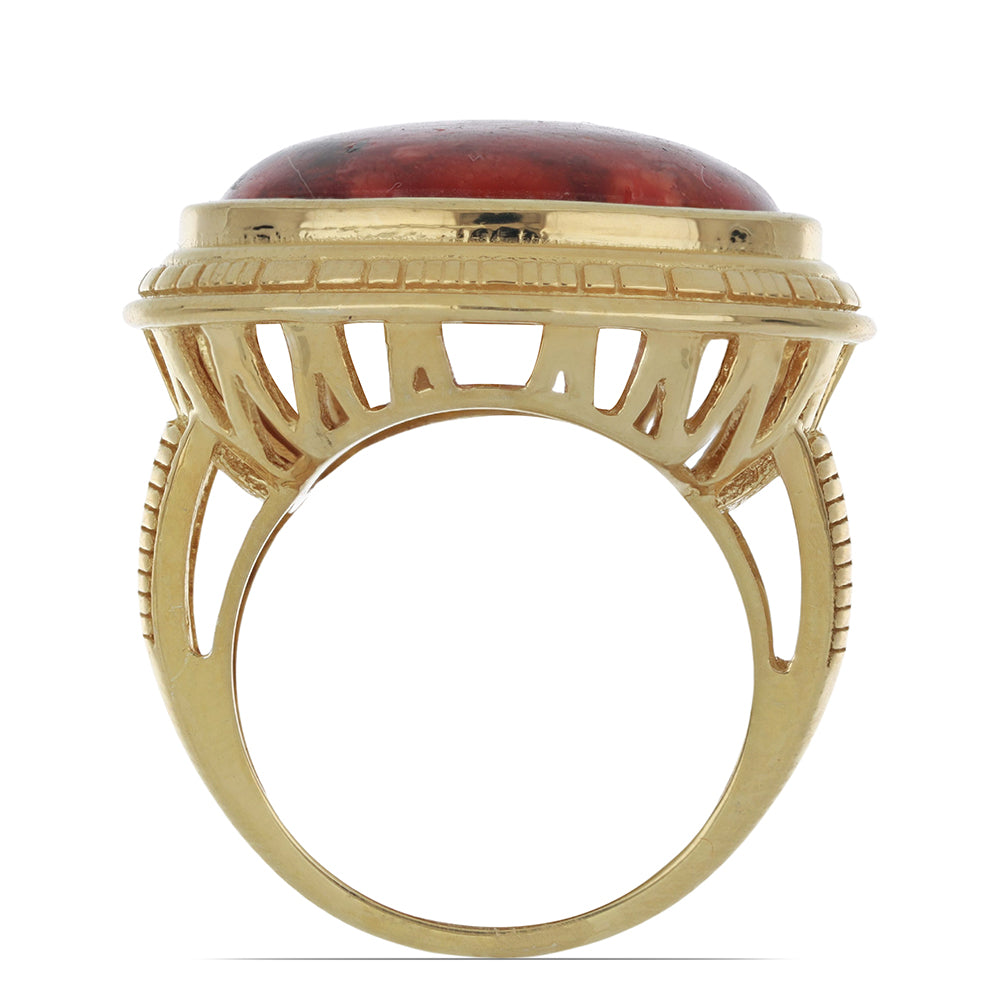 Goldplattierter Silberring mit roter Schwammkoralle 4 