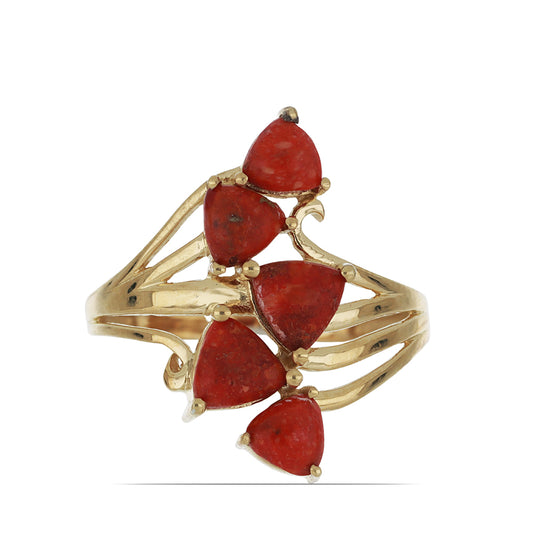 Goldplattierter Silberring mit roter Schwammkoralle